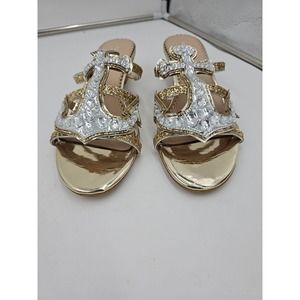 Donna Laria Anchor 2" Wedge Heel Open Toe Sandals Size 9